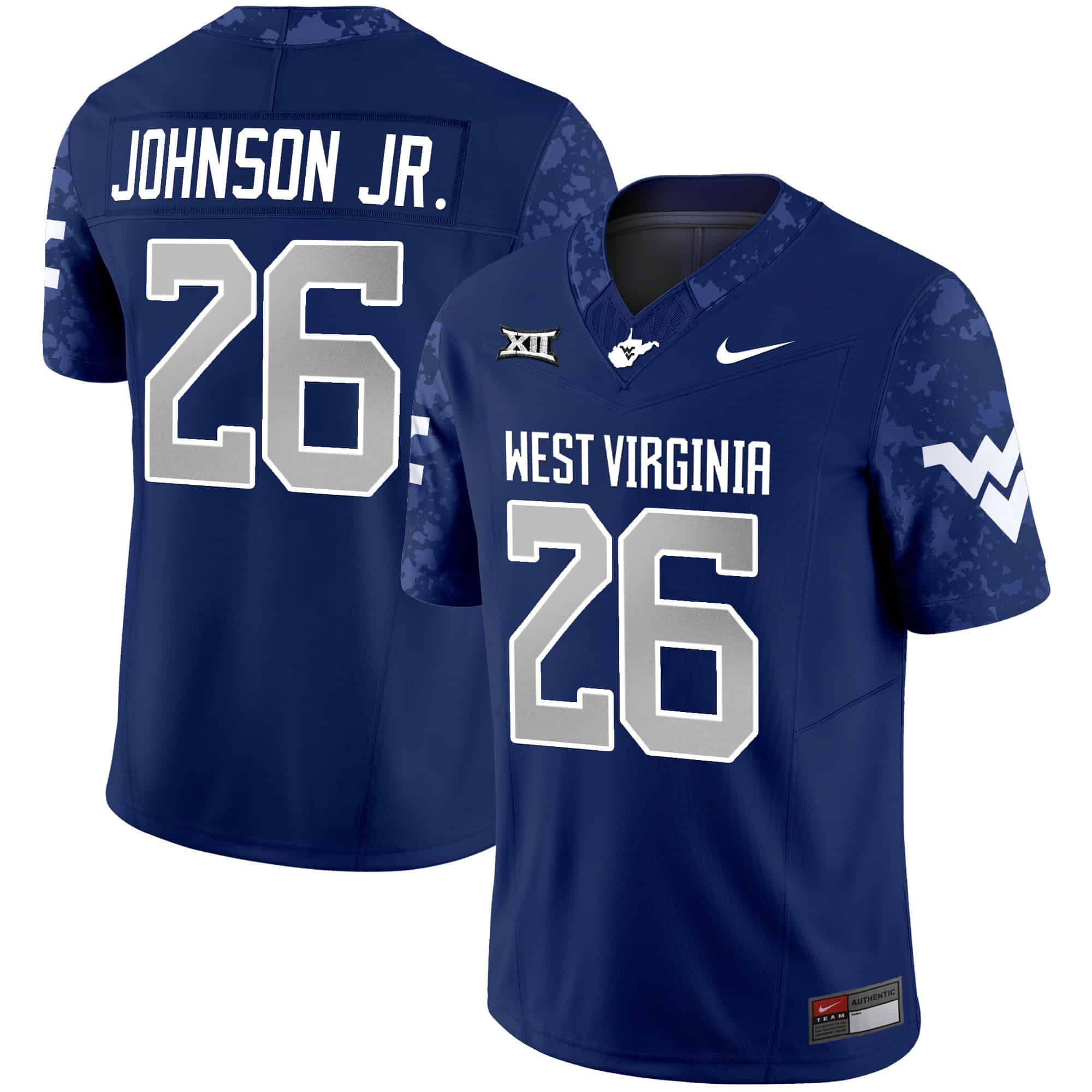 Men West Virginia Mountaineers #26 Johnson jr Blue 2024 Nike Vapor Limited NCAA Jersey